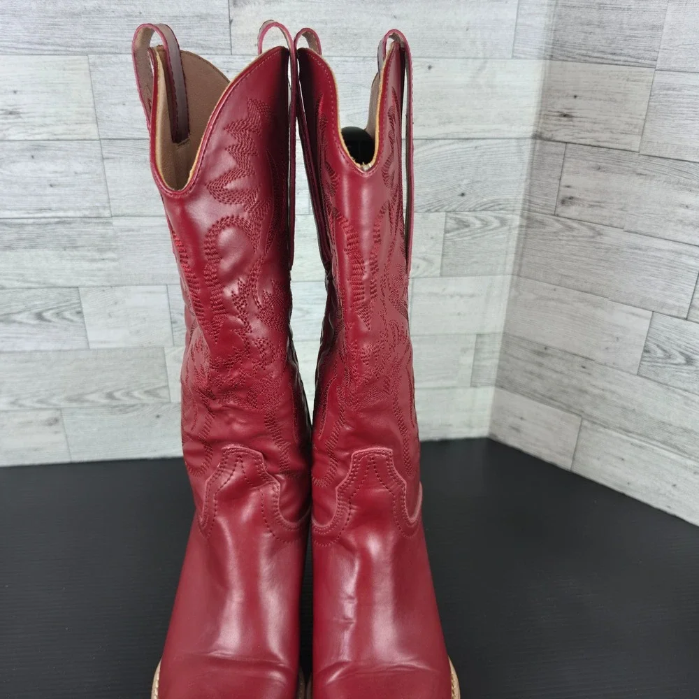 Arider Girl Kids Red Western Cowboy Boots Pointed Toe Stacked Heel Size 7 EUR 37